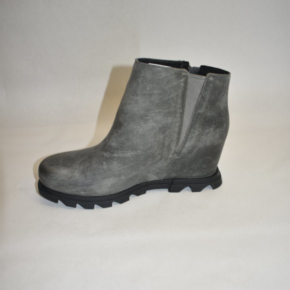SOREL Women's Joan of Artic Wedge III Lug Sole Zip Booties Gray Quarry Size 11 - Picture 4 of 9